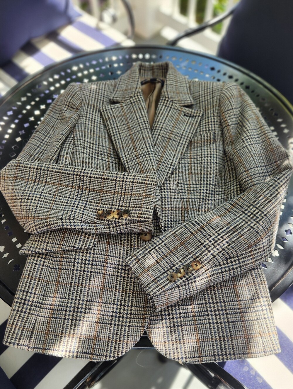 Brooks Brothers Wool Woven In ENGLAND Gun Club Tweed Equestrian Jacket